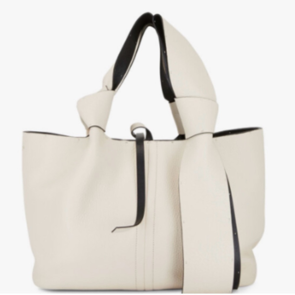 Valentino Garavani Atelier Ivory Leather Tote with Bow and removable pouch